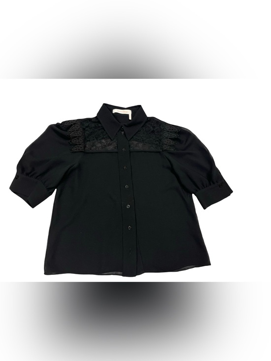 See By Chloe Tops - See By Chloe Black Georgette Blouse Sz S Lace Sheer Siren Goth Punk Holiday Boho